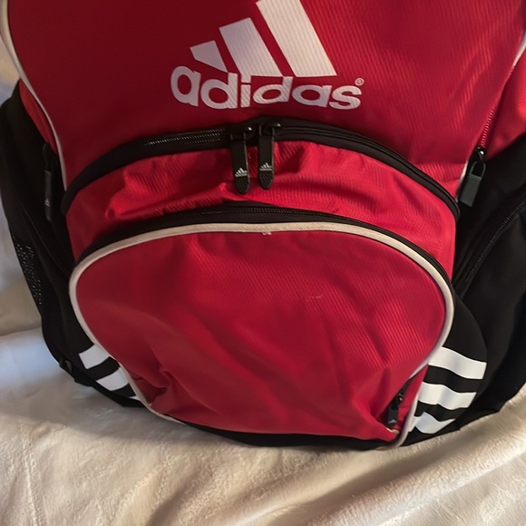 EUC! ADIDAS red backpack 🎒. Has a stain on the bottom white edging. See photos - Picture 7 of 10